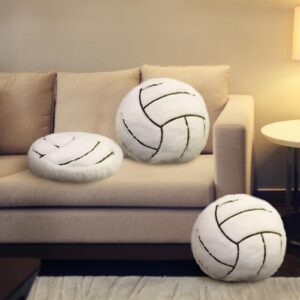 Gerrii 4 Pcs Basketball Softball Football Soccer Volleyball Tennis Pillow Sports Pillow Fluffy Plush Stuffed Throw Pillow Sport Theme Cushion Plush Stuffed Pillow Gift for Decor (Volleyball)