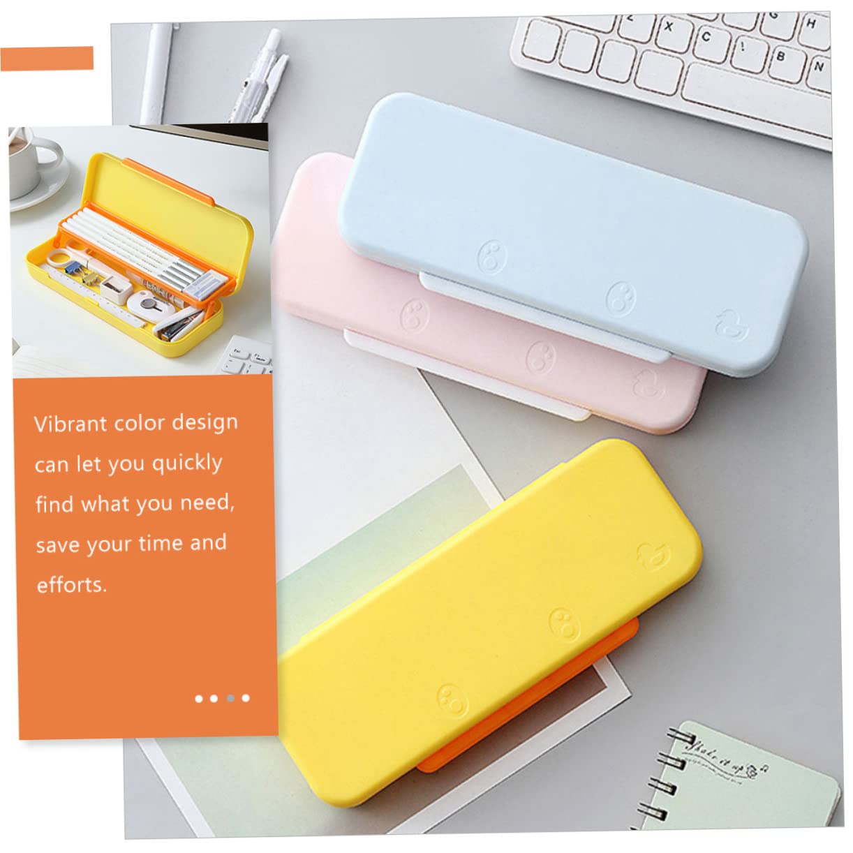 STOBOK 2pcs Box Double Layer Pencil Case Blue Pencil Case Yellow Pencil Case Plastic Pencil Box Pencil Storage Case Hard Pencil Case Pencil Box Pp Men and Women Storage Penholder