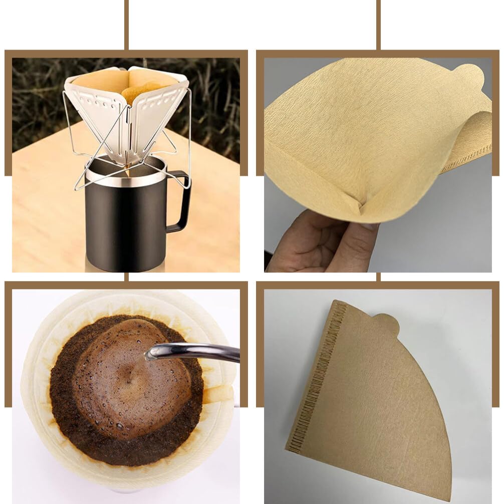 CALLARON 100pcs V-shaped Coffee Filter Paper Coffee Machine Espresso Disposable Coffee Cold Brew Coffee Pitcher Stainless Strainer Coffee Espresso Tea Filters Tea Strainer Dripping Water