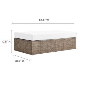 Modway Convene Outdoor Patio Outdoor Patio Rectangle Ottoman in Cappuccino White