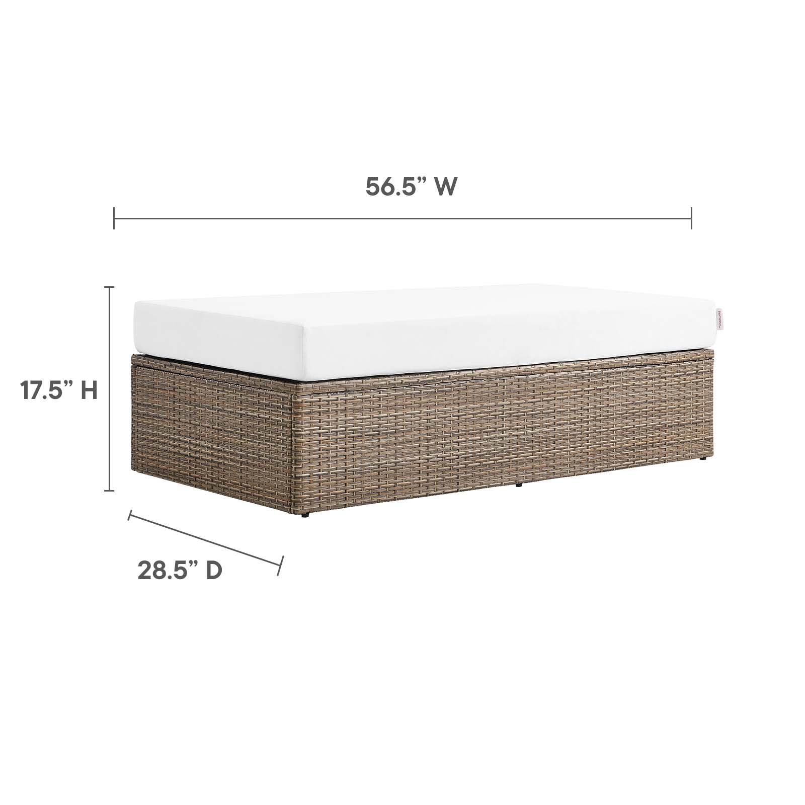 Modway Convene Outdoor Patio Outdoor Patio Rectangle Ottoman in Cappuccino White