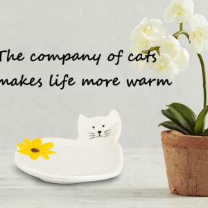 Cat Spoon Rest With Sunflower Spoon Holder For Stove Top White Ceramic Spoon Rest For Stove Top