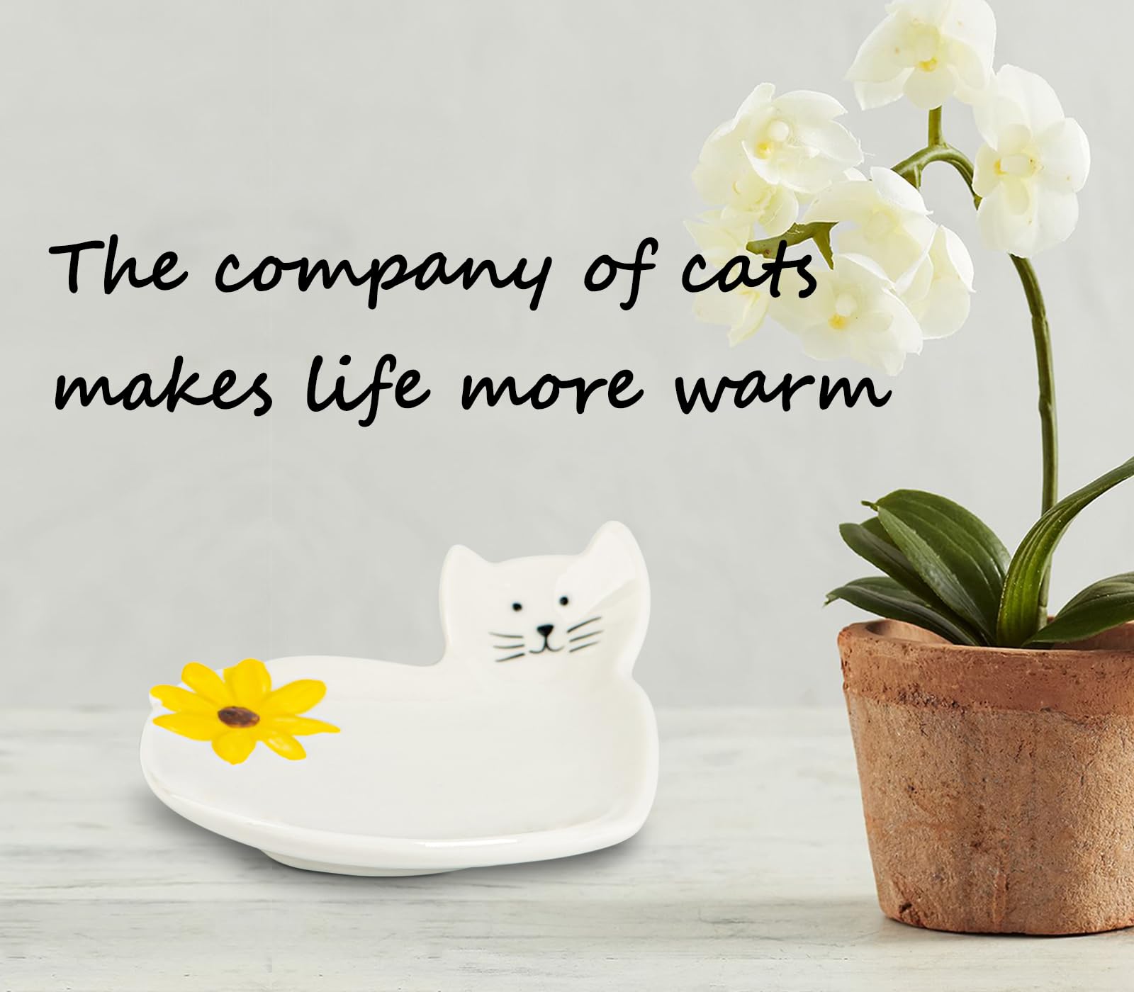 Cat Spoon Rest With Sunflower Spoon Holder For Stove Top White Ceramic Spoon Rest For Stove Top