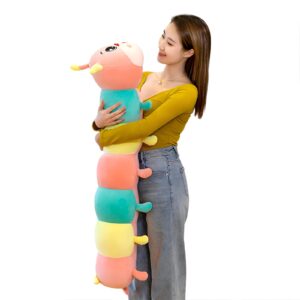 GREUS 43.3 Inches Giant Caterpillar Stuffed Animal Caterpillar Plush Cuddle Toys Long Caterpillar Hugging Pillow Plushies Body Pillow Cute Caterpillar Doll Birthday Gift for Kids Girls Girlfriend