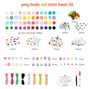 Dowsabel Bracelet Making Kit, Friendship Bracelet Kit 48 Colors Pony Beads Letter Beads for Jewelry Making, DIY Arts and Crafts Christmas Gifts for Girls Age 6-13