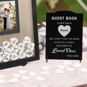 HYMENEX Wedding Guest Book Alternative, Guest Book Wedding Reception, Wedding Guest Book with Wooden Hearts Guest Book Signs for Wedding Anniversary Birthday Party Baby Shower