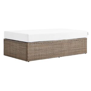 modway convene outdoor patio outdoor patio rectangle ottoman in cappuccino white