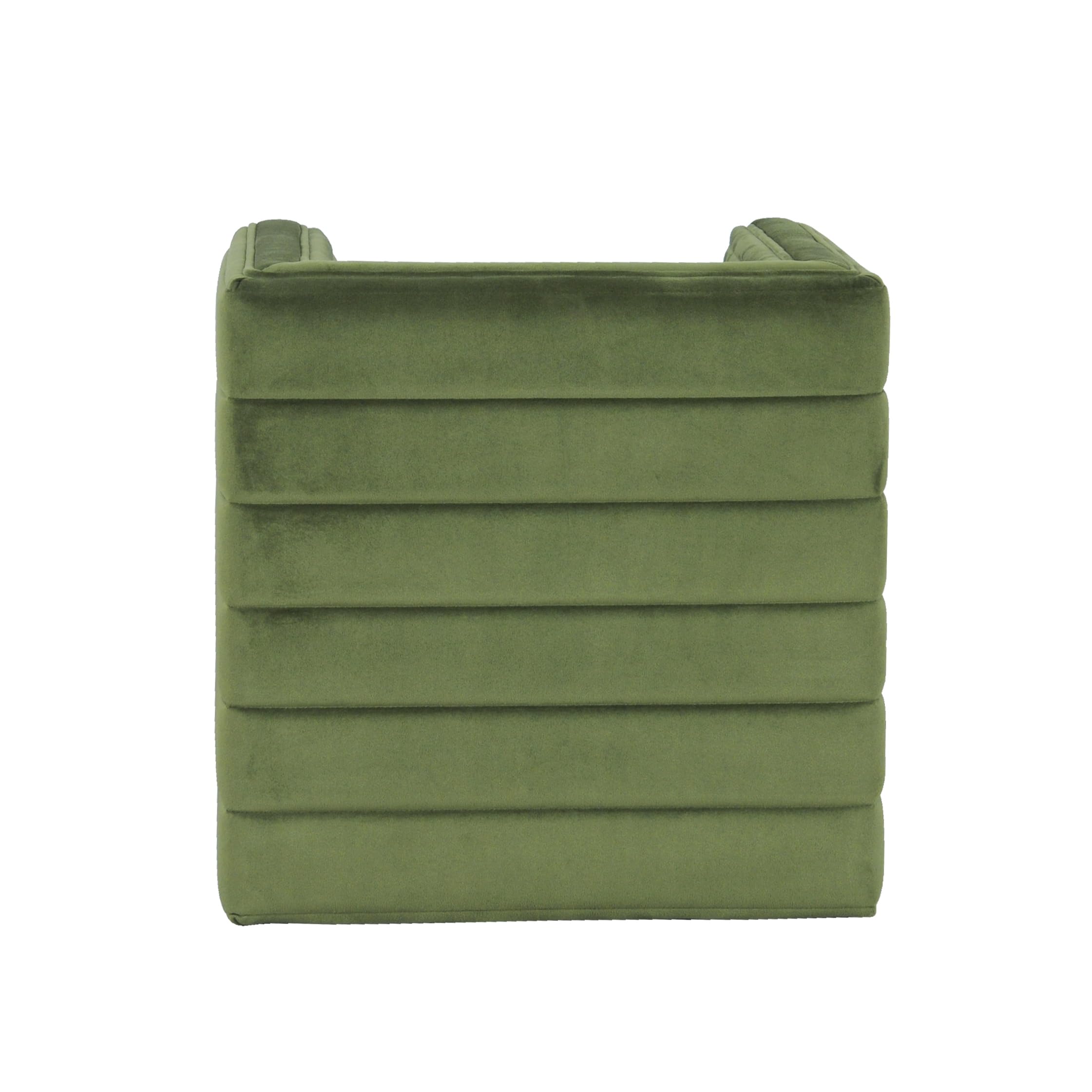 HomePop Modern Channel Tufted Velvet Ottoman Home Décor|Ottoman for Living Room & Bedroom - Green