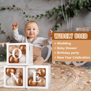 Thickened 5 PCs White Transparent Balloon Boxes with 78 Letters & Numbers for Custom Name,Clear Baby Boxes Love Balloon Box for Baby Shower,Gender Reveal, Bridal Shower & Birthday Party,Prom Boxes