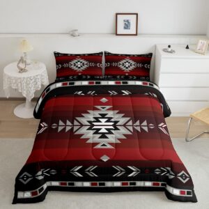 feelyou king size southwest native design bedding set boys girls southwestern geometric comforter set for kids soft tribal comforter red grey duvet set room decor quilt boys