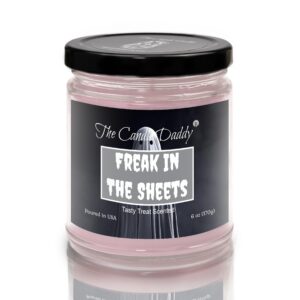 freak in the sheets- sweet treat scented - funny halloween 6 oz jar candle - 40 hour burn time