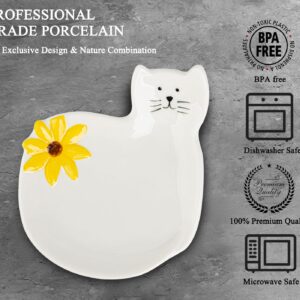 Cat Spoon Rest With Sunflower Spoon Holder For Stove Top White Ceramic Spoon Rest For Stove Top