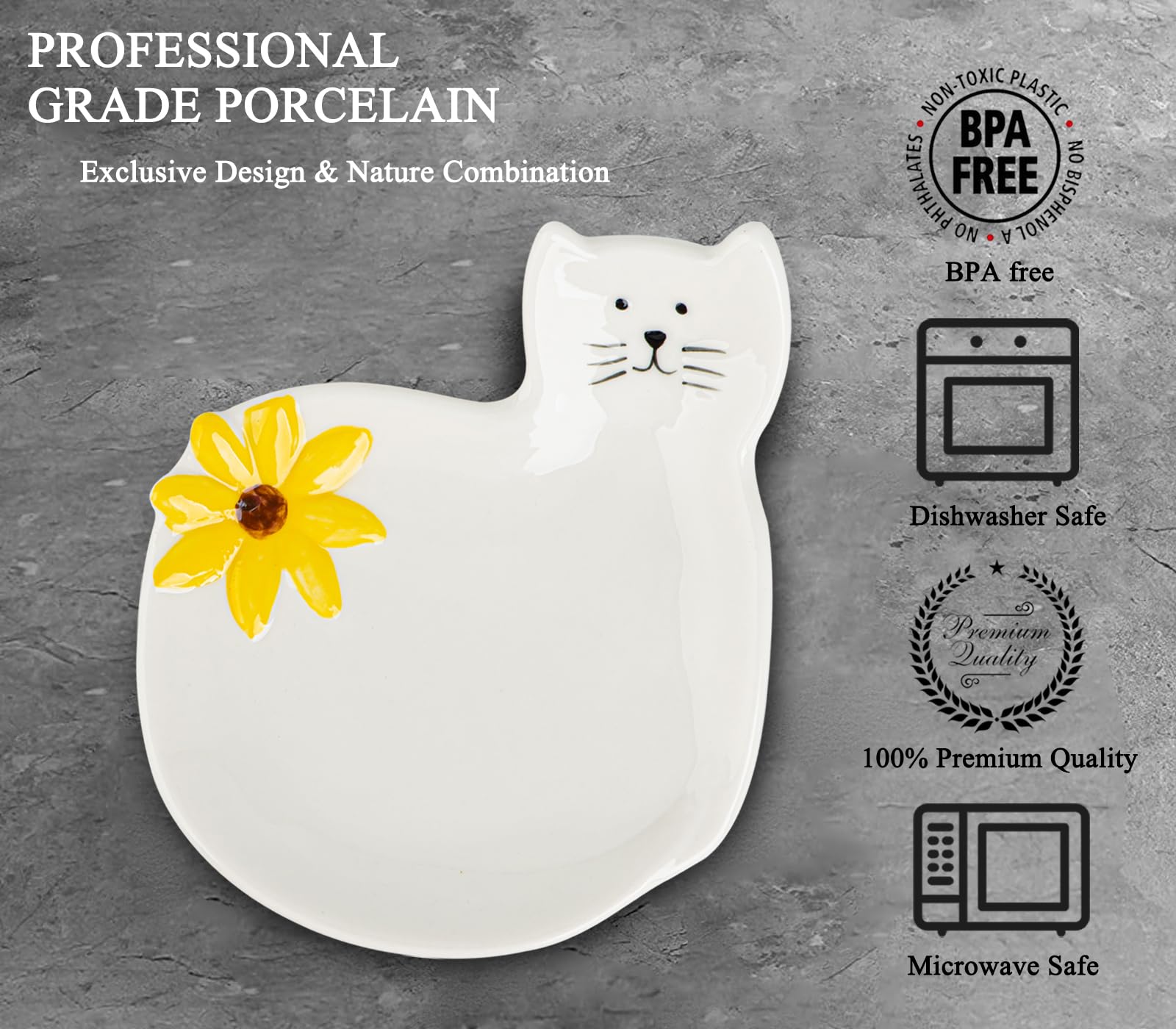 Cat Spoon Rest With Sunflower Spoon Holder For Stove Top White Ceramic Spoon Rest For Stove Top