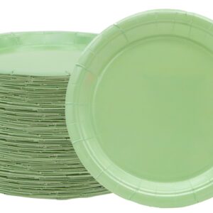 50Pcs Sage Green Party Supplies Sage Green Paper Plates 7"Green Dessert Plates Disposable Mint Green Paper Plates for Green Party Theme Jungle Wedding Bridal Baby Shower Birthday Party Decor (Green)