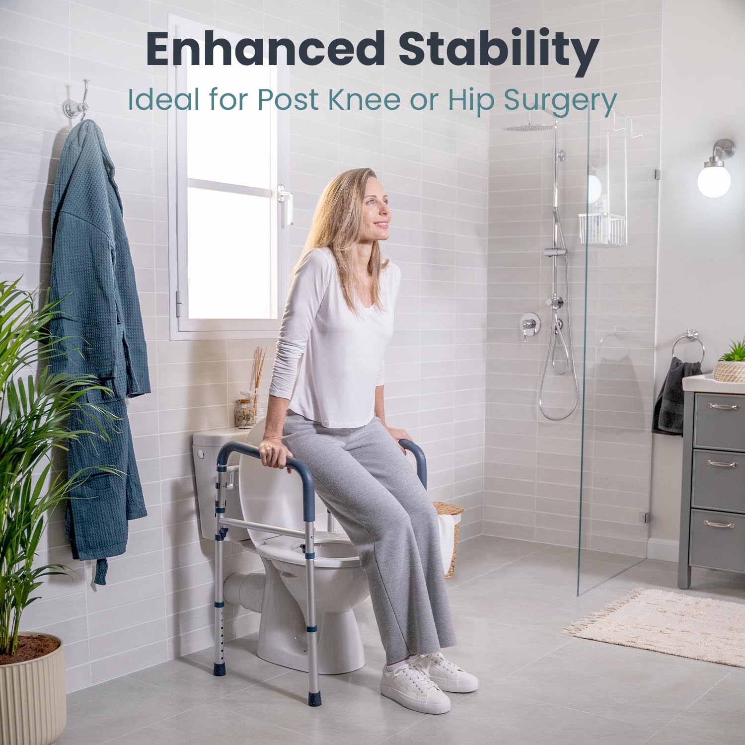 FSA/HSA Eligible - Toilet Safety Rails (350 lb) - Adjustable Toilet Safety Frame & Rails, Toilet Safety Rail for Elderly Adults, Toilet Handles for Seniors, Toilet Bars for Elderly & Handicap