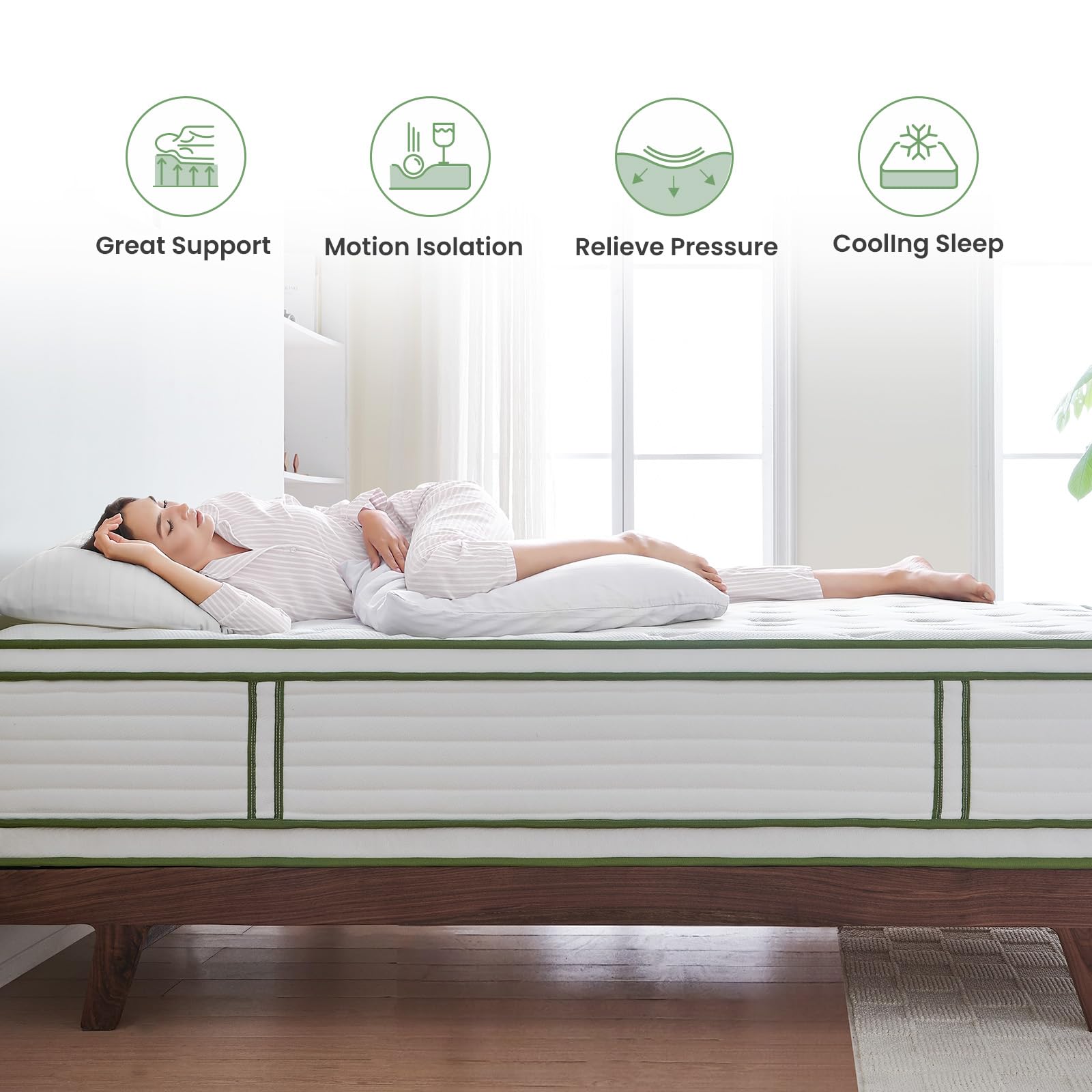 Dourxi King Size Mattress, 14 Inch Hybrid Mattress King in a Box, Gel Memory Foam and Individual Pocket Springs, Cooling Sleep and Pressure Relief, Plush Support Feel, 80 * 76 * 14 Inch