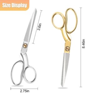 Sewing Scissors, Rkqoa Silver Dressmaker's Fabric Scissors, 8" Stainless Steel Shears, Sharp Knife Edge Fabric Heavy Duty Tailor Scissors for Cutting Leather Cloth, Right/Left Handed