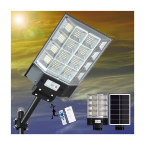 waitscher solar street lights outdoor dusk to dawn, 1500w flood light with app 200000lm waterproof motion sensor light