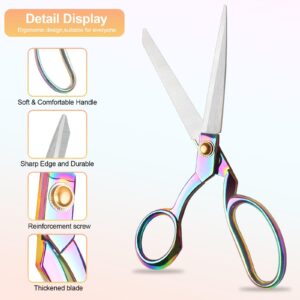 Sewing Scissors, Rkqoa Silver Dressmaker's Fabric Scissors, 8" Stainless Steel Shears, Sharp Knife Edge Fabric Heavy Duty Tailor Scissors for Cutting Leather Cloth, Right/Left Handed