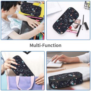 ALIFAFA Pencil Case Pencil Space Galaxy Planet Rockets Pouch Bag Pen Bag Holder,Big Capacity Oxford Pencil Pen Marker Case Pouch Cosmetic Makeup Bag for School Office Student Girl Boy