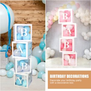 Thickened 5 PCs White Transparent Balloon Boxes with 78 Letters & Numbers for Custom Name,Clear Baby Boxes Love Balloon Box for Baby Shower,Gender Reveal, Bridal Shower & Birthday Party,Prom Boxes