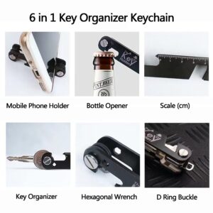 Wonglea Key Organizer Keychain, Compact Key Holder for 6-10 Keys, Minimalist Key Holder, EDC Keychain Gift for Men & Woman (Silver)