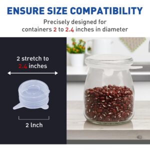 Extra Small Silicone Stretch Lids 2 Inch Reusable Silicone Jar Cover lids to Fit 2 Inch to 2.4 Inch Small Yogurt Jars,Milk Bottles,Cans 8 Pack