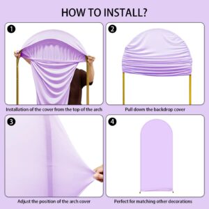 AIBIIN 2.6x6ft Purple Arch Wall Backdrop Violet Round Top Backdrop Cover Solid Color Round Top Arch Frame Cover 2-Sided Fit Backdrop Stand Wedding Bridal Shower Bride to Be Engagement Birthday Decor