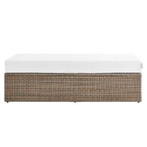 Modway Convene Outdoor Patio Outdoor Patio Rectangle Ottoman in Cappuccino White