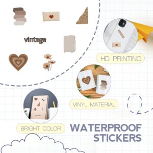 120Pcs Vintage Stickers, Waterproof Scrapbook Aesthetic Sticker, Daily Planner, Water Bottles, Handbook Junk Diary Stickers Teens Adults, Scrapbooking Supplies for DIY Paper Crafts