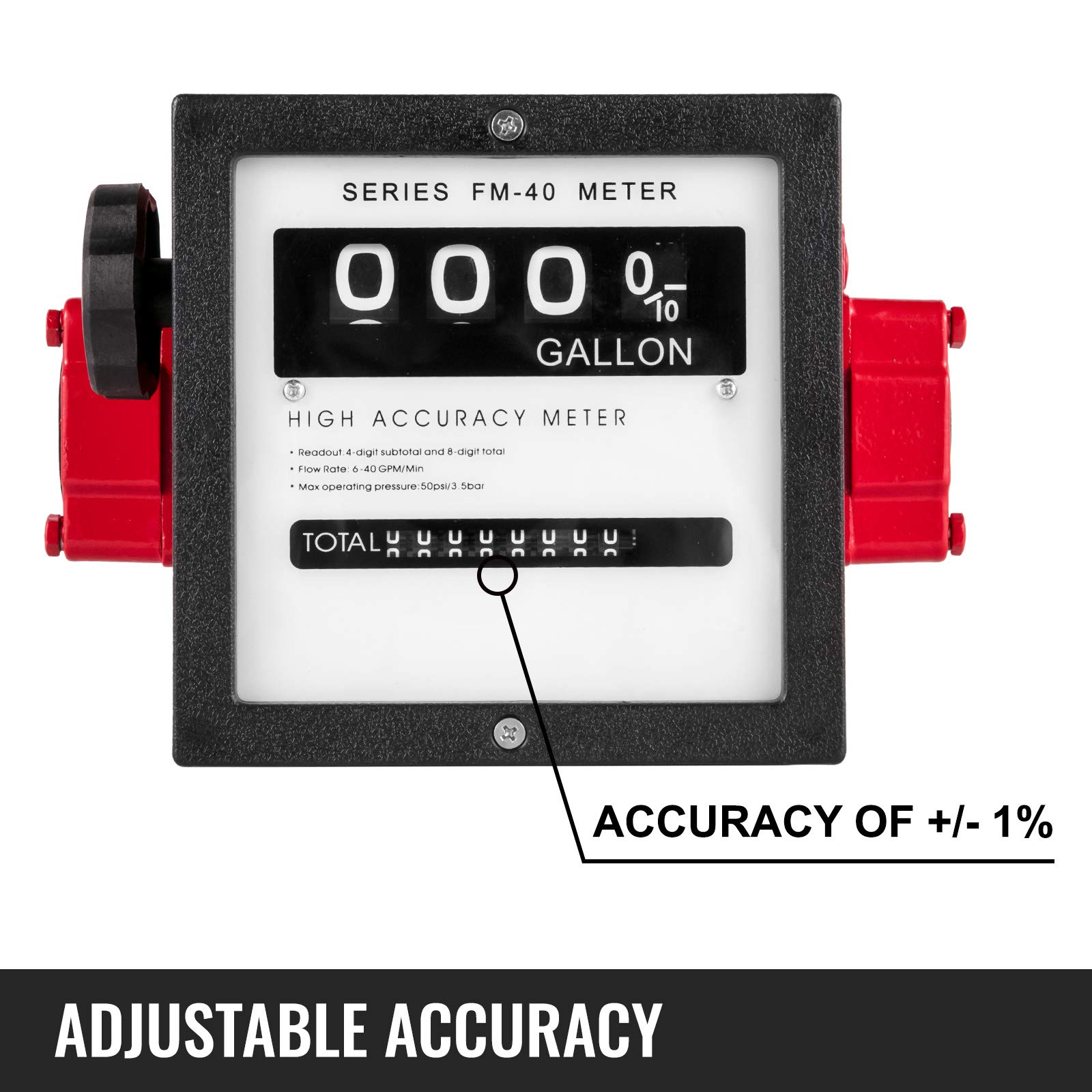 VEVOR Mechanical Fuel Meter 40 GPM Fuel Flow Meter 4-Digital Batch Display Fuel Transfer Meter 1 Inch Diesel Fuel Flow Meter All Fuel Transfer Pumps Gasoline Flow Meter