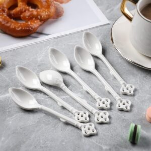 Espresso Spoons Set of 12, Ceramic Coffee Spoons, Long Handle Demitasse Espresso Spoons, Porcelain Small Coffee Stirring Spoon (White)