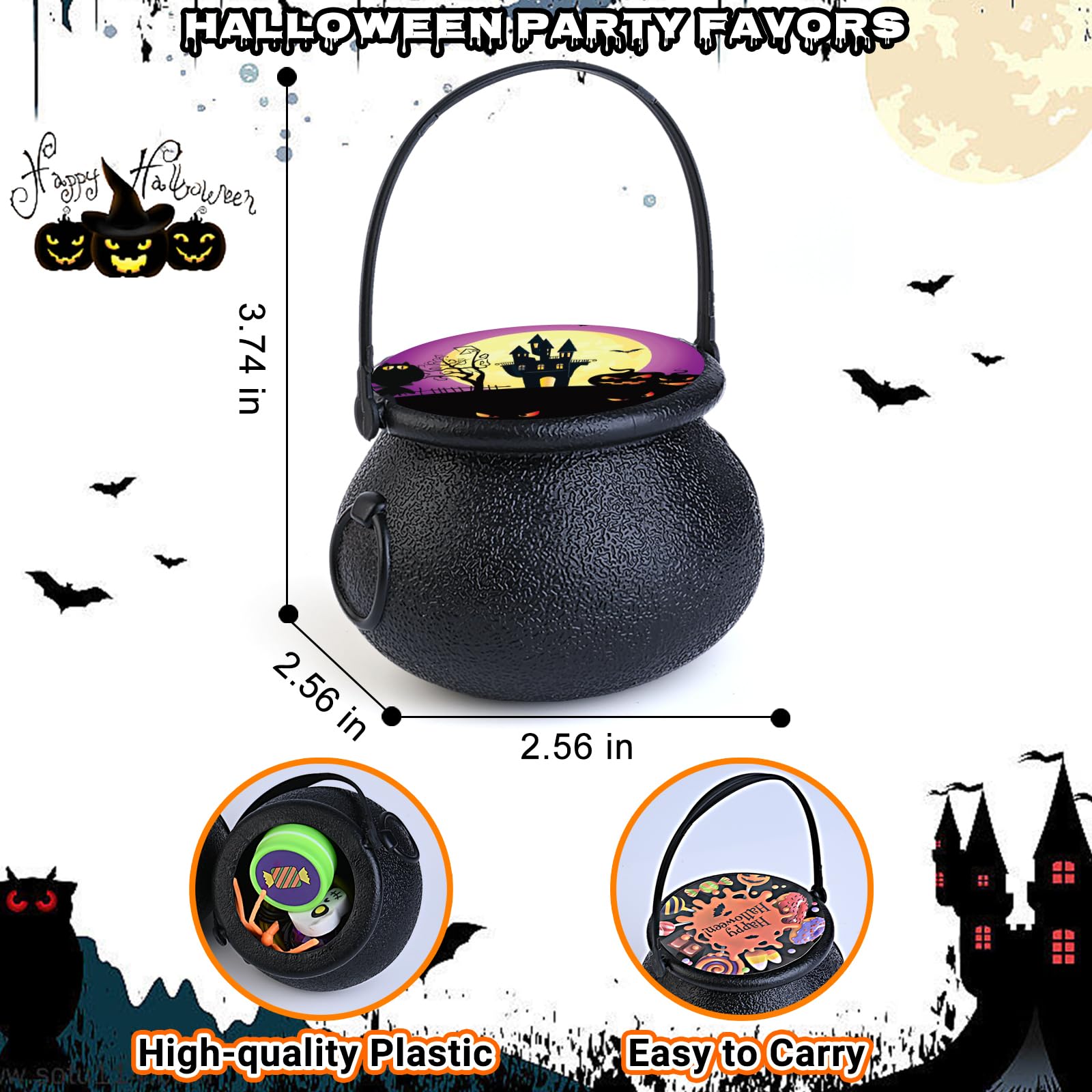 256 PCS Halloween Party Favors Bulk for Kids, 32 Pack Prefilled Witch Cauldrons with Halloween Toys, Halloween Goodie Bag Fillers, Halloween Party Supplies, Halloween Miniatures Novelty Toys