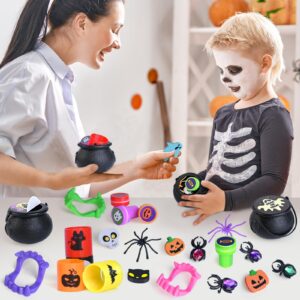 256 PCS Halloween Party Favors Bulk for Kids, 32 Pack Prefilled Witch Cauldrons with Halloween Toys, Halloween Goodie Bag Fillers, Halloween Party Supplies, Halloween Miniatures Novelty Toys