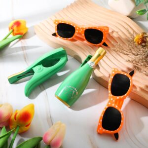 4 Pieces Beach Towel Windproof Clips for Beach Chairs Patio and Pool Accessories Cartoon Glasses Cocktail Glasses Towel Clips Funny Decorative Clothespins for Home (Trendy Style)