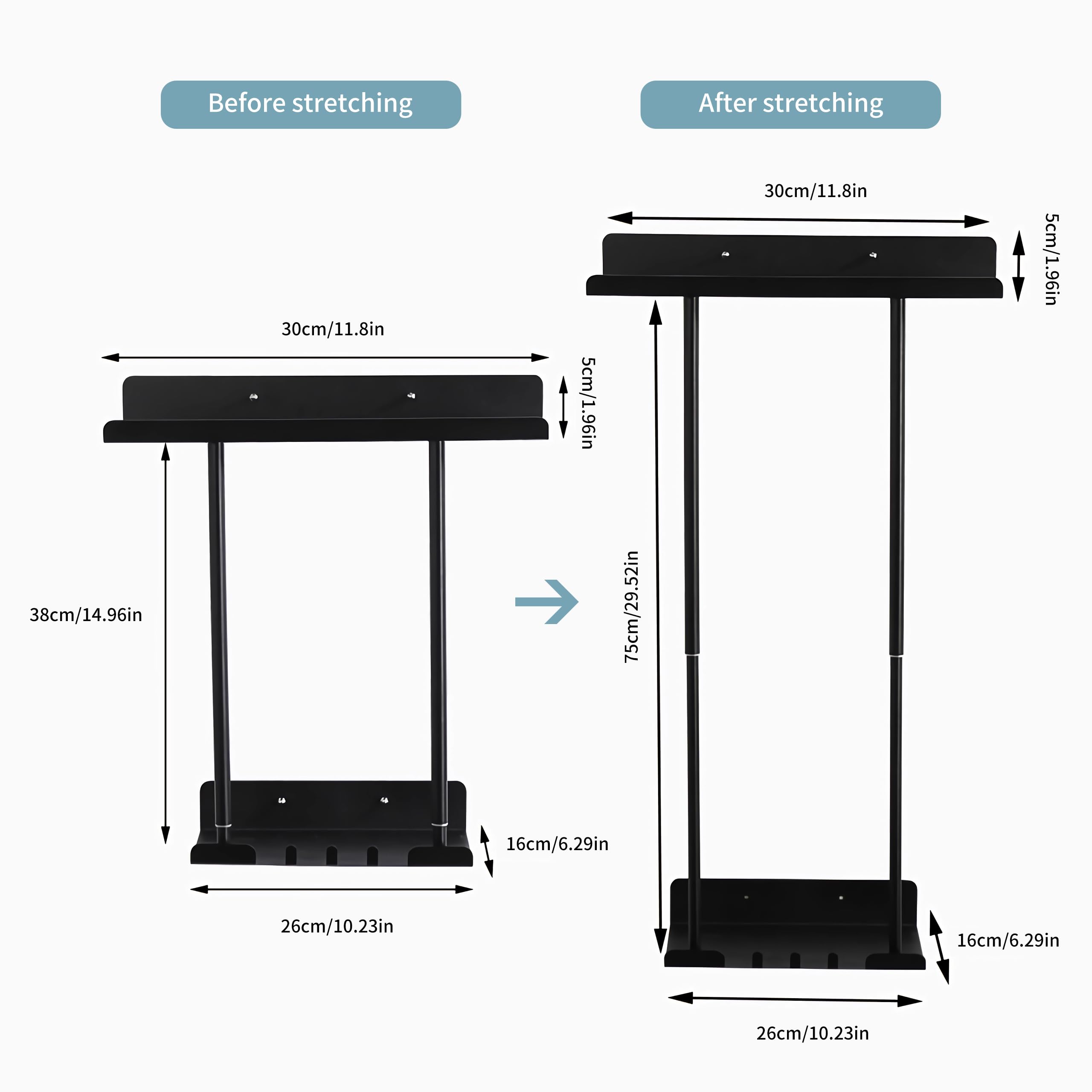 Ajmnosilkk Towel Racks for Bathroom Retractable Towel Holder for Bathroom Wall with Metal Shelf and 3 Hooks Bathroom Shelves Wall Mounted Towel Storage Sticky and drilling