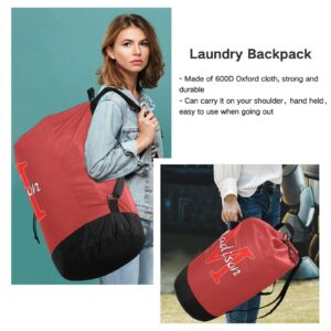 Red Personalized Nylon Travel Laundry Bag for Luggage Custom Dirty Clothes Organizer with Drawstring Closure & Shoulder Straps Dirty Clothes Shoulder Bag for College Dorm Apartment Factories