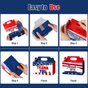 Pasimy 24 Pcs Patriotic Gift Boxes Veterans Thank You Party Favor Boxes Small Red White Blue Candy Treat Goodie Boxes Usa Flag Veterans Boxes for Veterans Day Party Supplies Memorial Independence