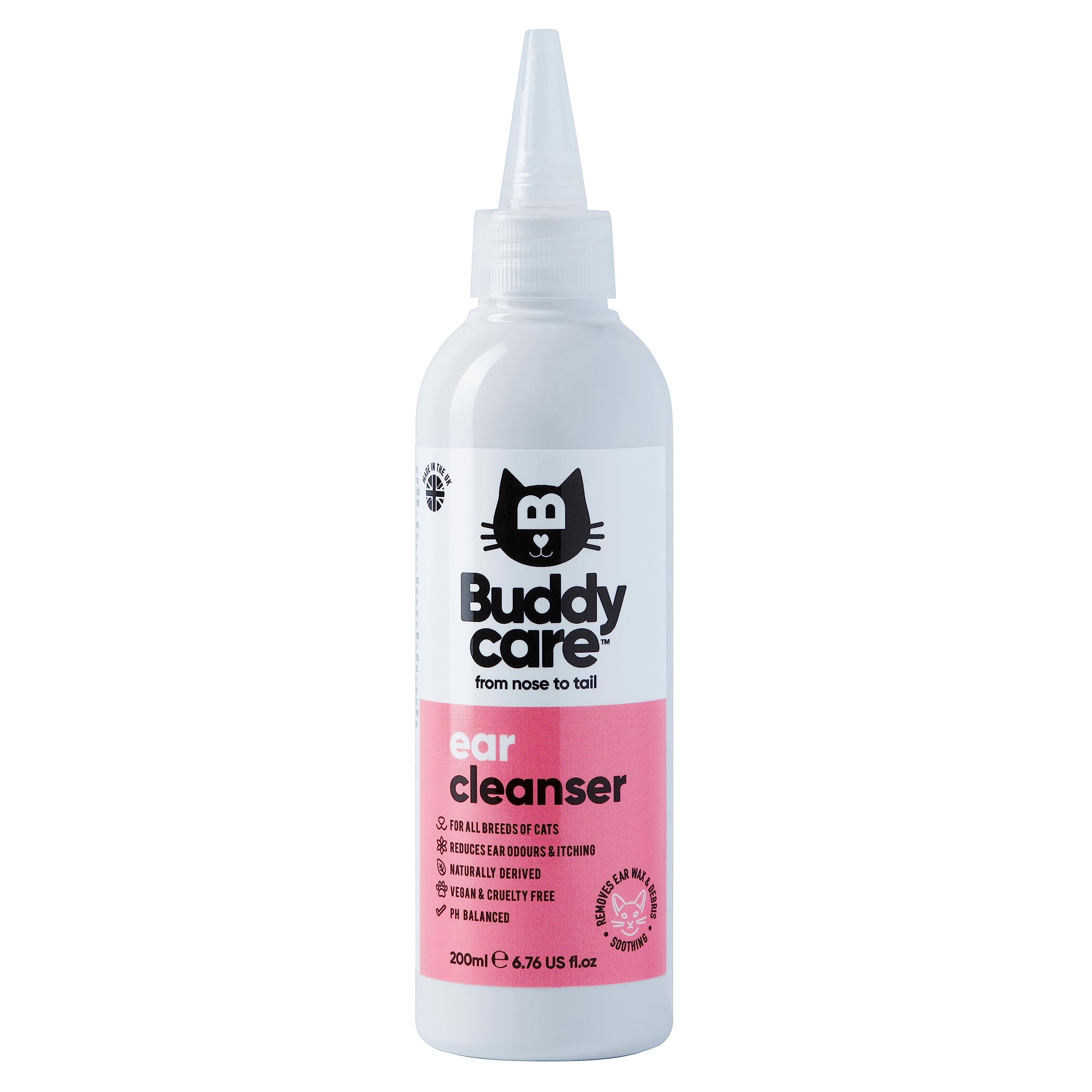 Cat Ear Cleanser by Buddycare | 200ml | Soothing Ear Cleaning Solution for Cats | Naturally Derived Ingredients With Aloe Vera