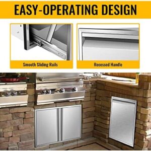 Built-in Single Trash Drawer Pull-Out Tray Outdoor Kitchen Stainless Steel Trash Drawer Storage One Trash Bin for BBQ Island Grill Station,19W X 27H X 16D Inch