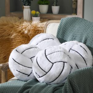 gerrii 4 pcs basketball softball football soccer volleyball tennis pillow sports pillow fluffy plush stuffed throw pillow sport theme cushion plush stuffed pillow gift for decor (volleyball)