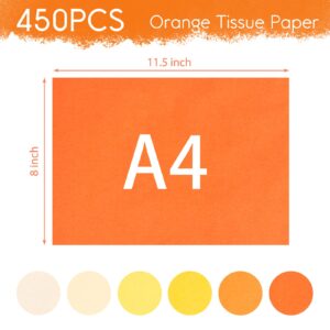 VGOODALL 450 Sheets Orange Tissue Paper, 11.5 x 8 Inch Fall Tissue Paper Bulk for Gift Bags Wrapping Paper for DIY Crafts Birthday Thanksgiving Party Decoration