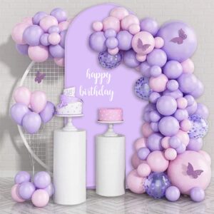 AIBIIN 2.6x6ft Purple Arch Wall Backdrop Violet Round Top Backdrop Cover Solid Color Round Top Arch Frame Cover 2-Sided Fit Backdrop Stand Wedding Bridal Shower Bride to Be Engagement Birthday Decor