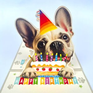 Funny French BullDog Dog 3D Birthday Funny Pop Up Cards - French Bull Dog 3D Birthday PopUp Cards - Happy Birthday Lovely Cards for French BullDog Lovers