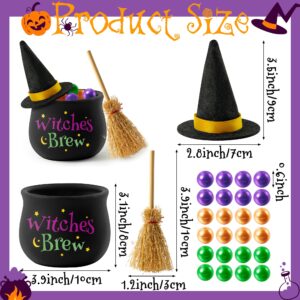 WATINC Halloween Witches Brew Candy Dish Mini Witches Cauldron Ceramic Candy Bowl Tiered Tray Decor, Trick or Treat Broomstick Snack Serving Bowl Decoration, Candy Bucket for Halloween Wizard Party