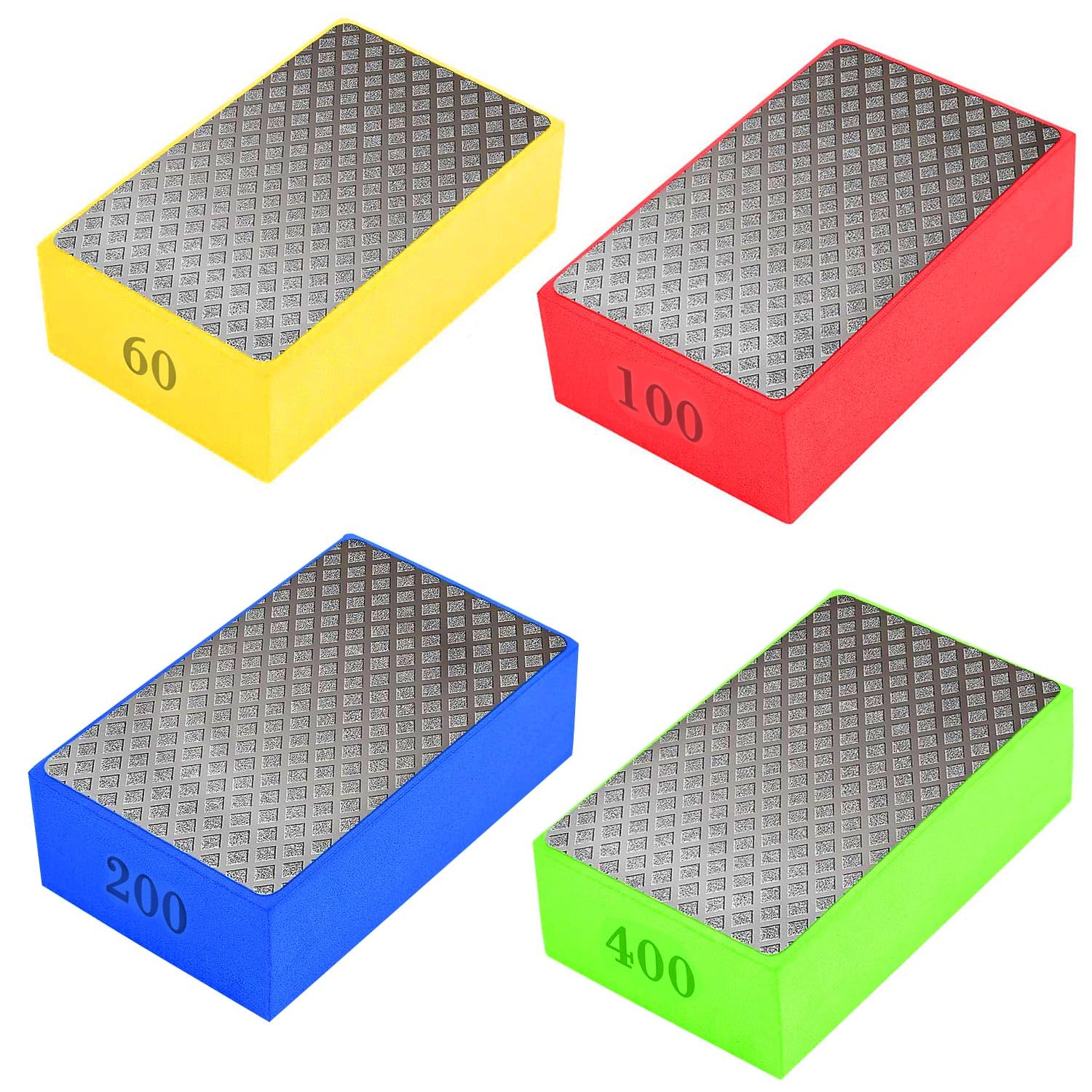 4 Pcs/Set Diamond Polishing Pads for Hand Sanding Tile Concrete Glass Ceramics Marble Granite, Wet or Dry Diamond Sanding Pads, Tile Tools(60#,100#,200#,400#)