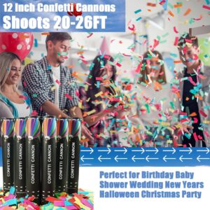 Biodegradable Confetti Cannon Easy Clean - 6 Pack Party Poppers Confetti Shooters for Birthday Graduation Wedding New Year’s Eve Celebration Office Prank, Large Confetti Cannon