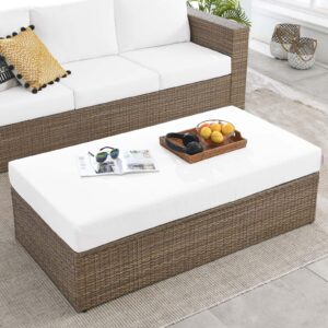 Modway Convene Outdoor Patio Outdoor Patio Rectangle Ottoman in Cappuccino White