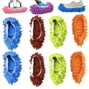 ywshf mop slippers shoes cover dust duster slippers foot socks hair cleaners sweeping microfiber mop cleaning floor house office bathrron kitchen washable reusable 8 pcs 4 pairs