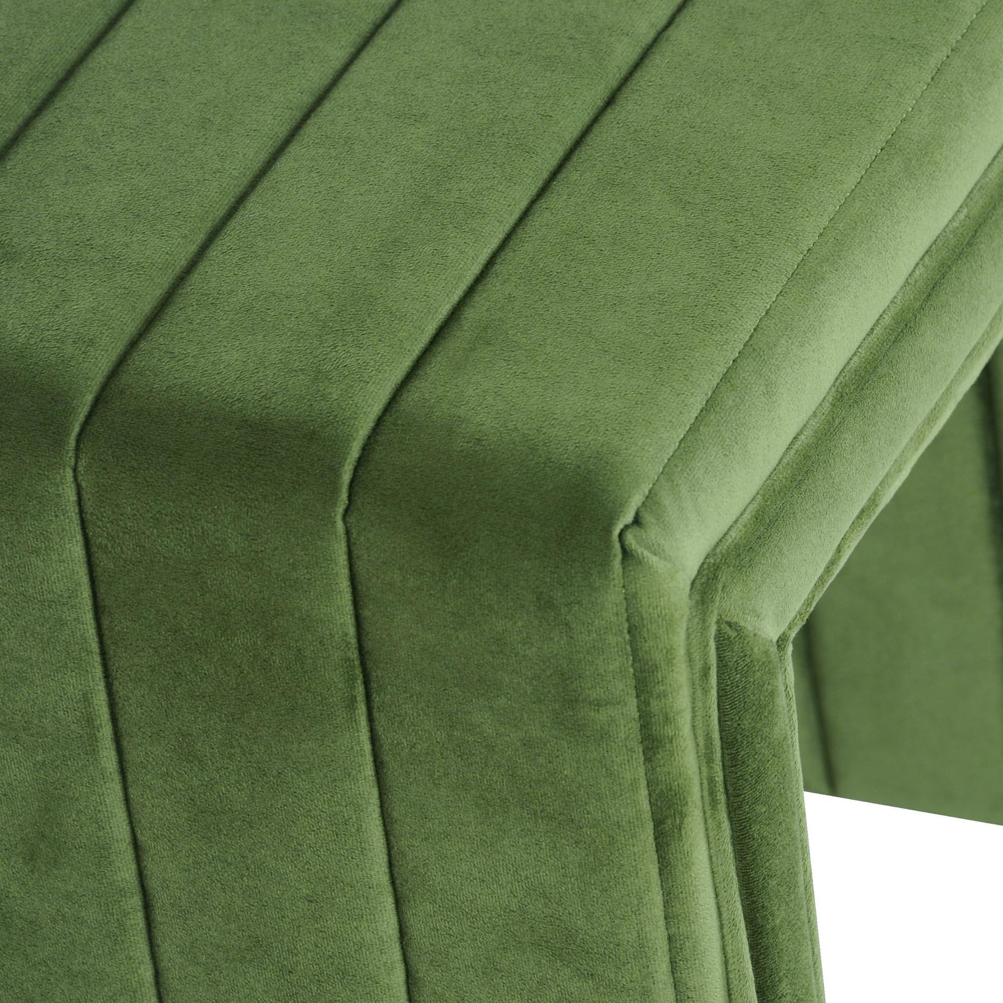 HomePop Modern Channel Tufted Velvet Ottoman Home Décor|Ottoman for Living Room & Bedroom - Green